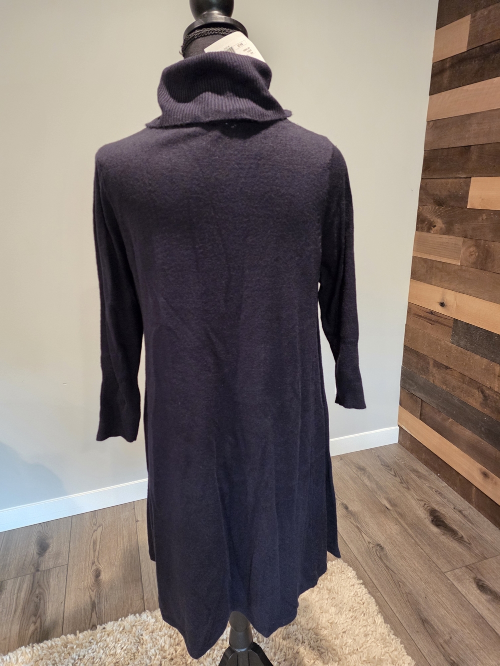 Cozy Navy Turtleneck Knit Dress - Picture 2 of 3